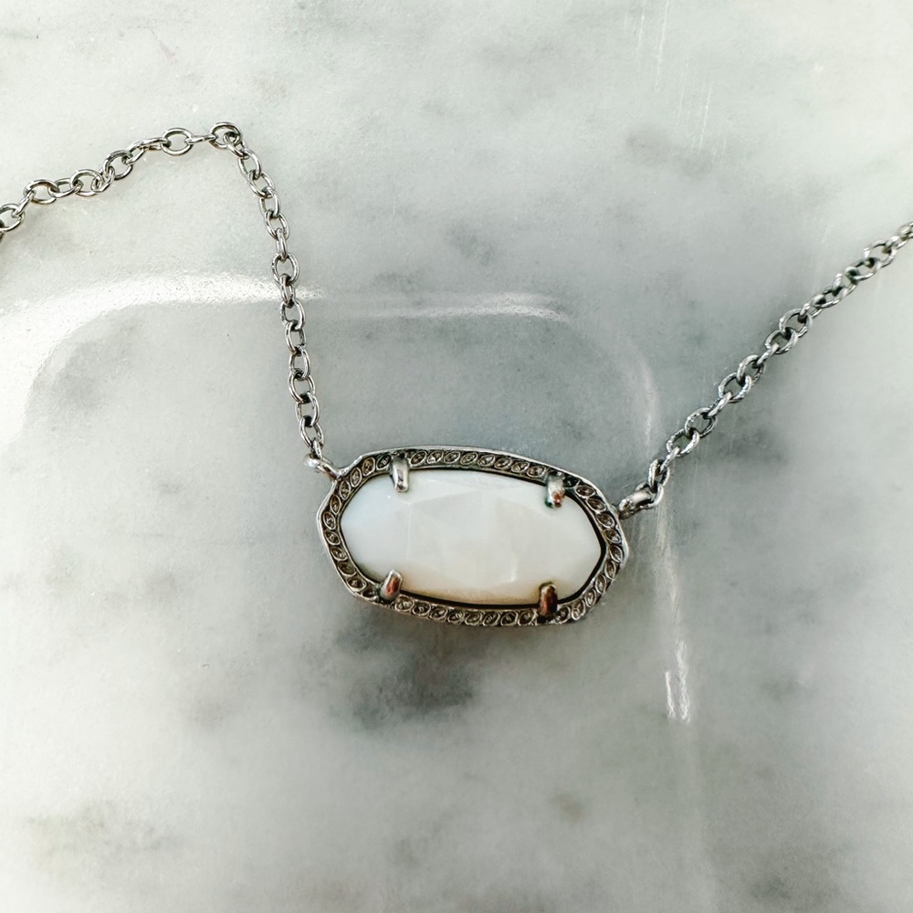 Kendra Scott Silver Elisa Necklace White Stone